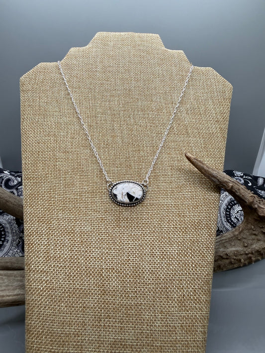 White Buffalo Oval Bar Necklace