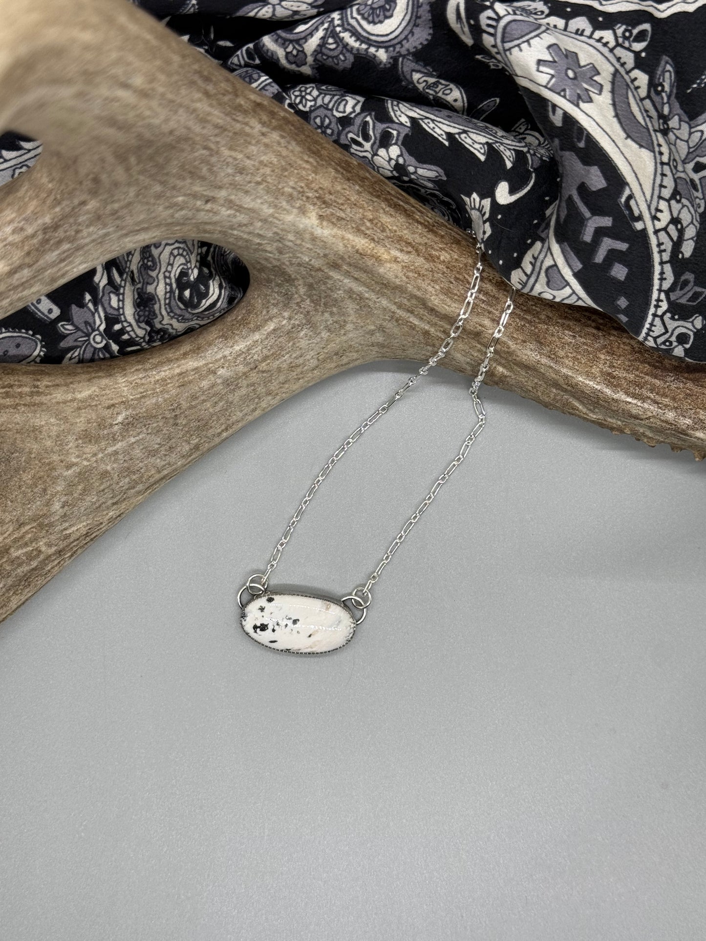 White Buffalo Oval Bar Necklace