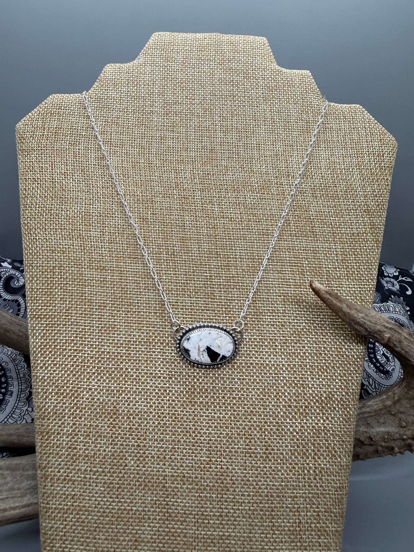 White Buffalo Oval Bar Necklace