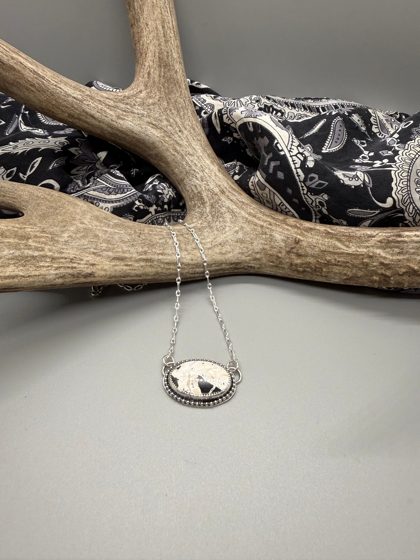 White Buffalo Oval Bar Necklace
