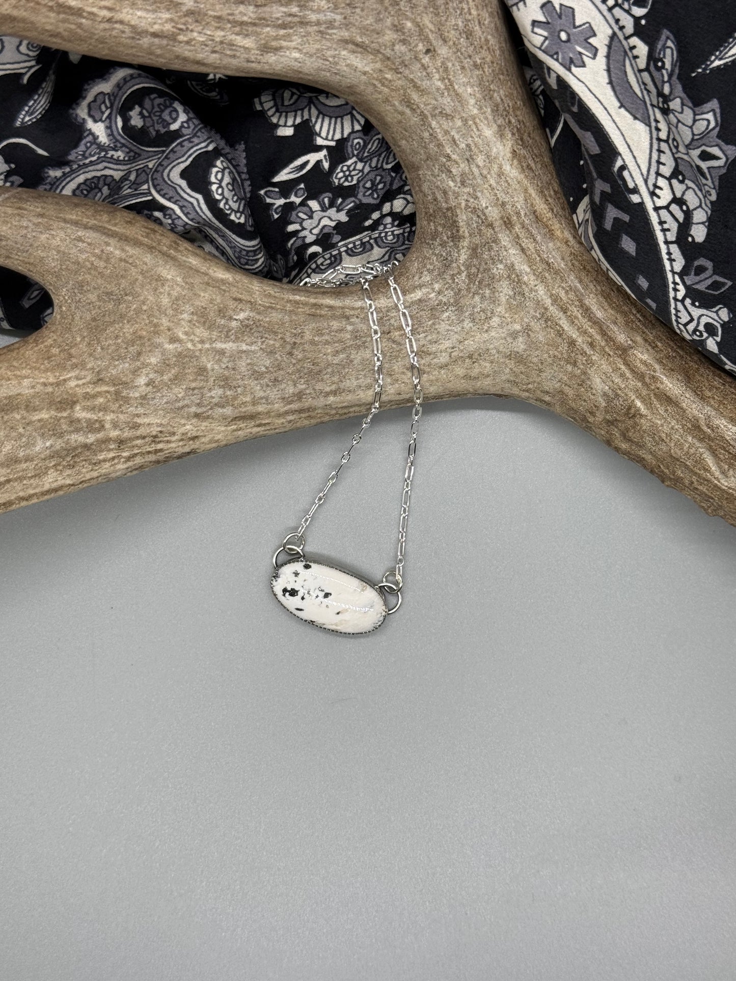 White Buffalo Oval Bar Necklace