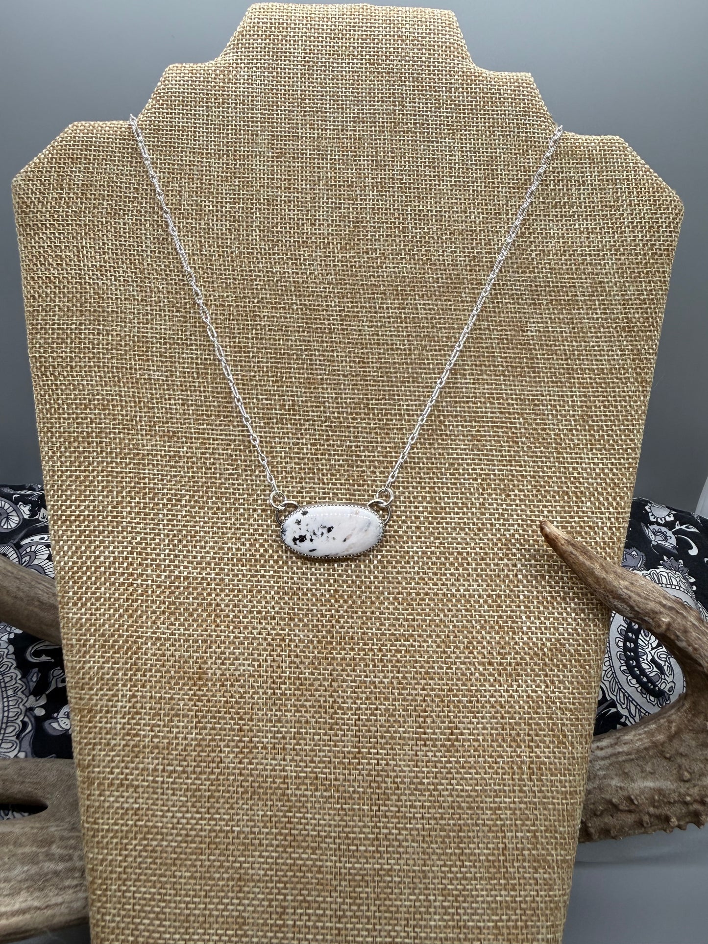 White Buffalo Oval Bar Necklace