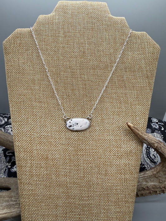 White Buffalo Oval Bar Necklace