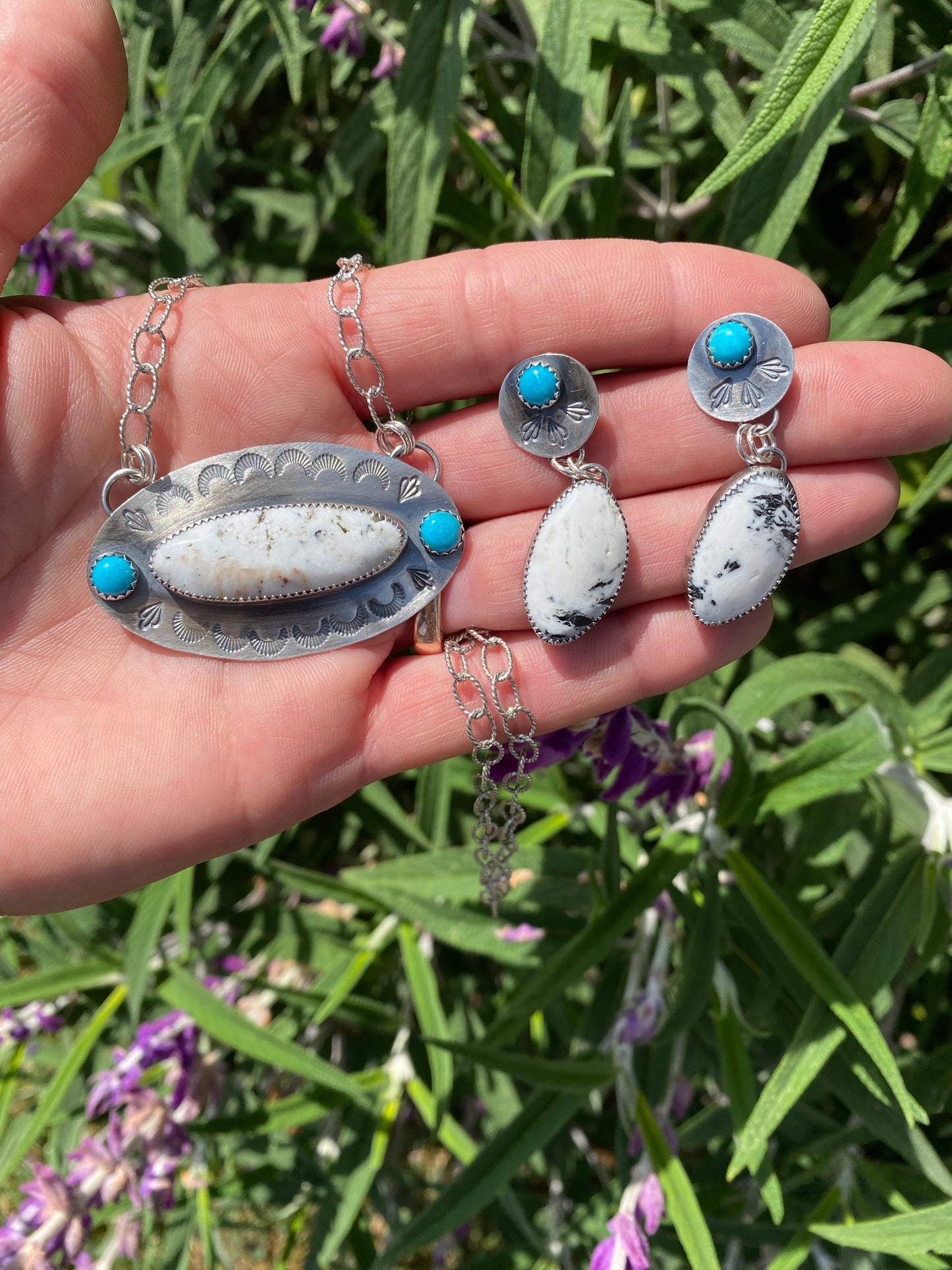 Statement Stamped White Buffalo Necklace