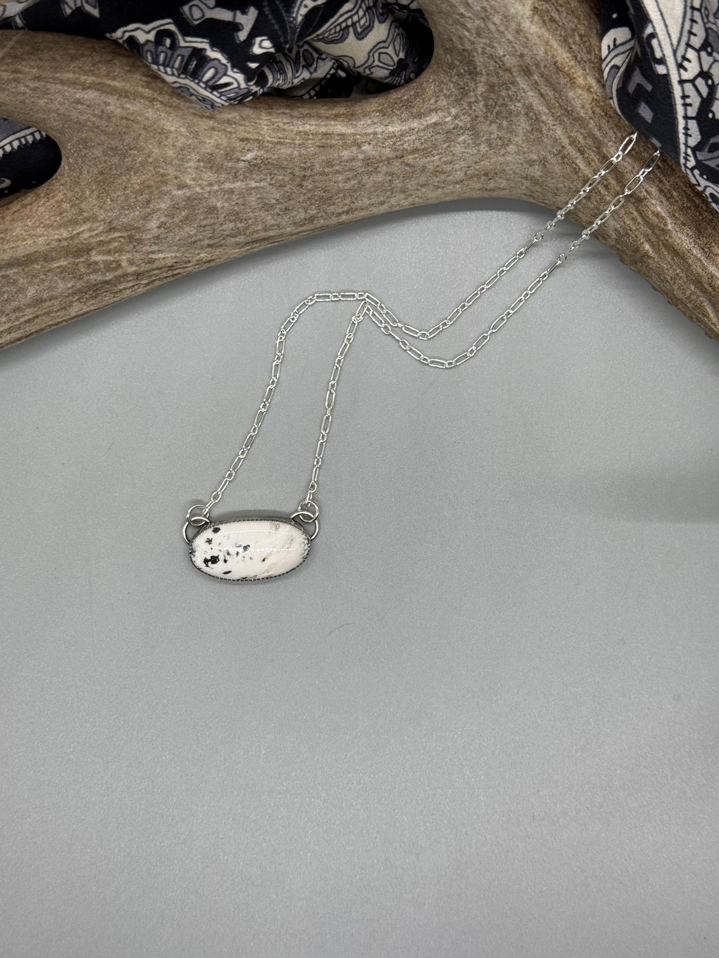 White Buffalo Oval Bar Necklace