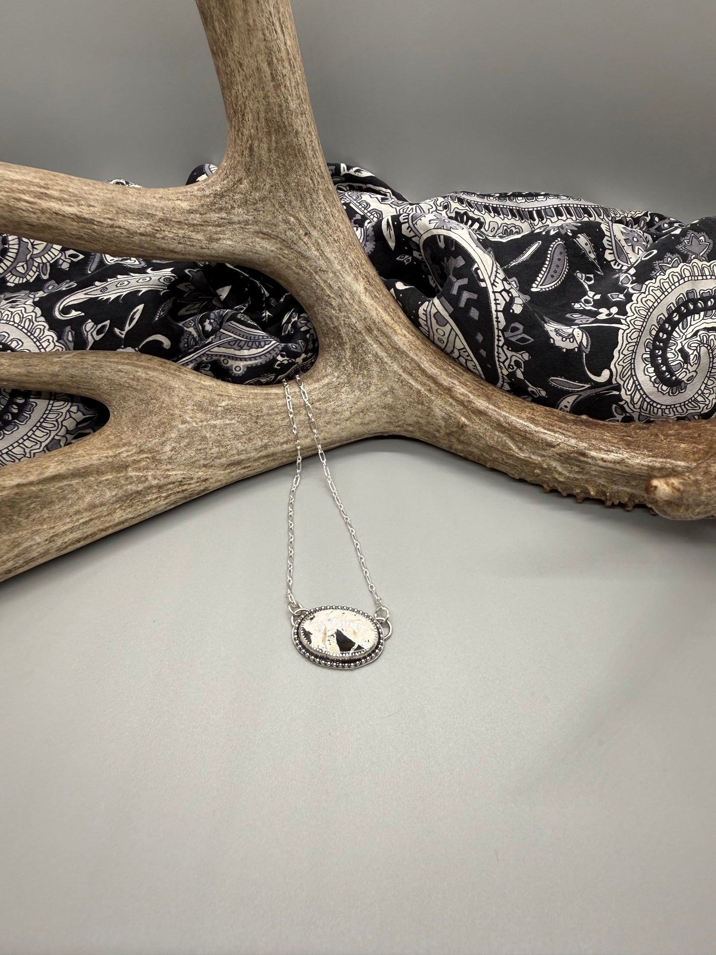 White Buffalo Oval Bar Necklace